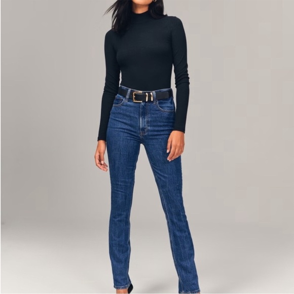 Abercrombie & Fitch 90s Slim Straight Jeans Dark Wash Curve Love Size 32/14 Long - Picture 1 of 7